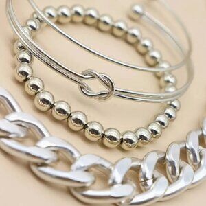 NWT Punk Style Chunky Bracelet Set Silver Alloy Chain Trendy Fashion accessory